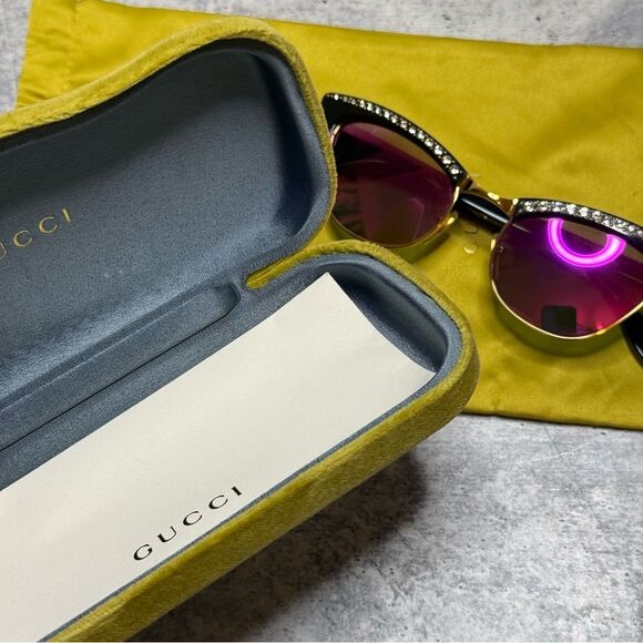 Gucci Mirrored Crystal Clubmaster Sunglasses - Picture 10 of 10